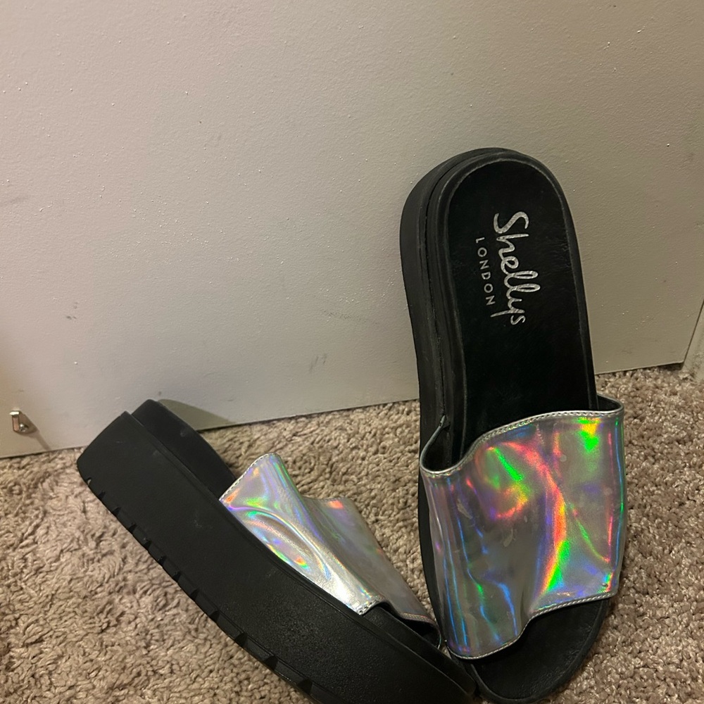 Shellys London Silver and Black Sandals